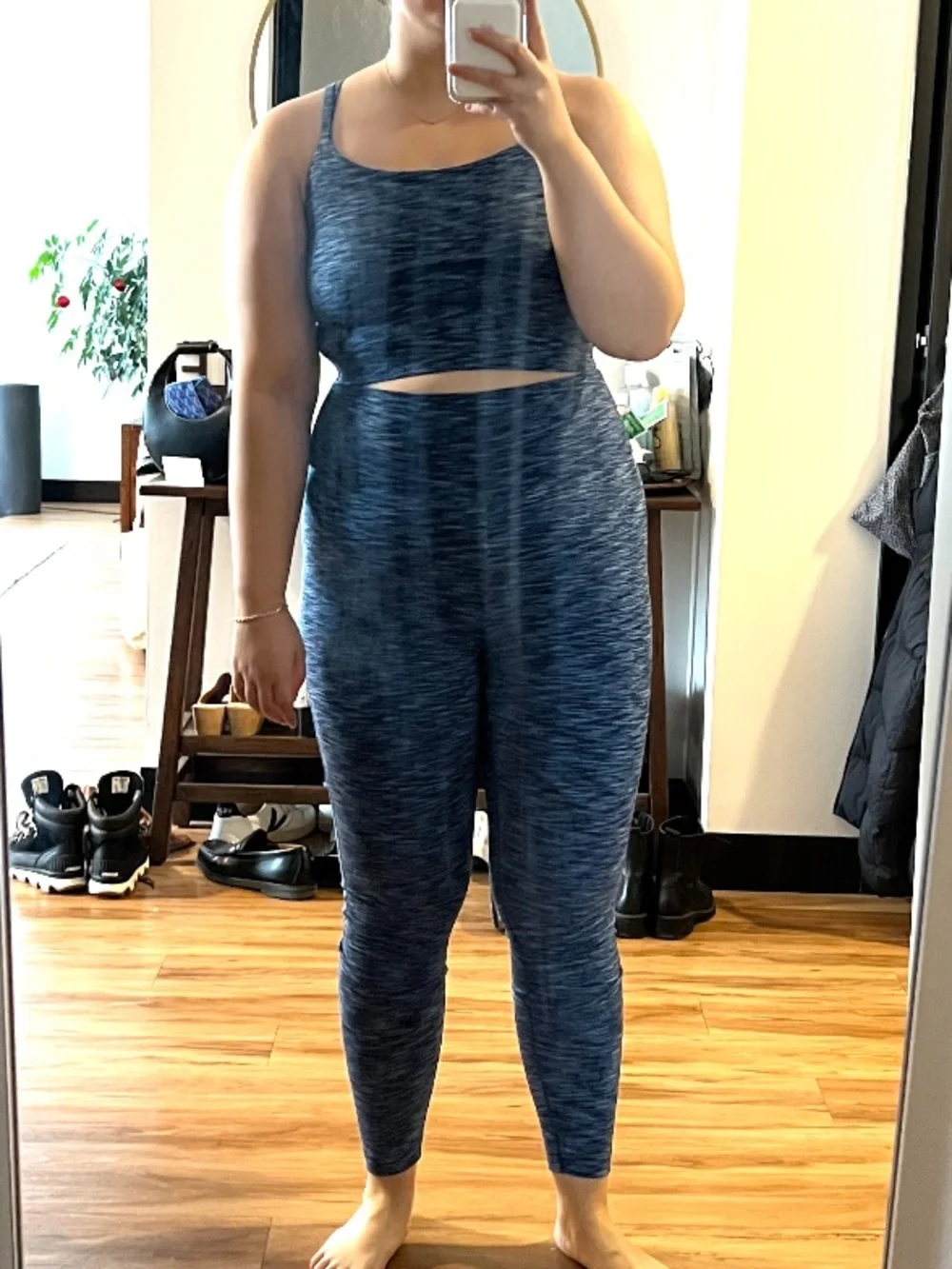 OUTDOOR VOICES space dye blue ocean set of both tank and leggings